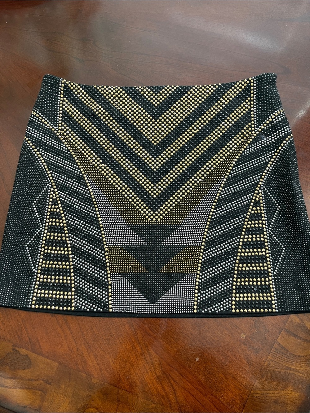 Fate Black Mini Skirt with Gold and Silver Stud Pattern